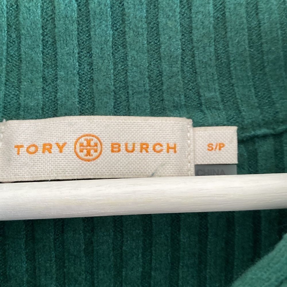 Tory Burch Zipper Closure Green Ribbed Sweater - Picture 3 of 6